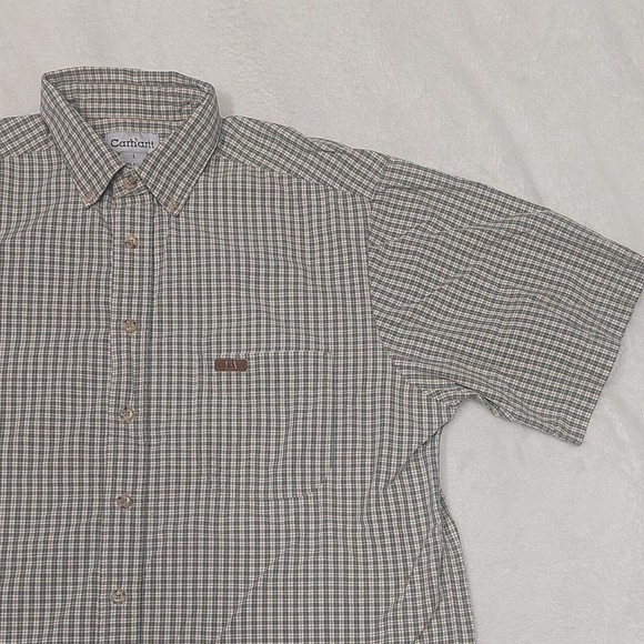 Carhartt Men's Short Sleeve Plaid Button Down Shirt Size L Large  Reg S91-MOS - Picture 3 of 9